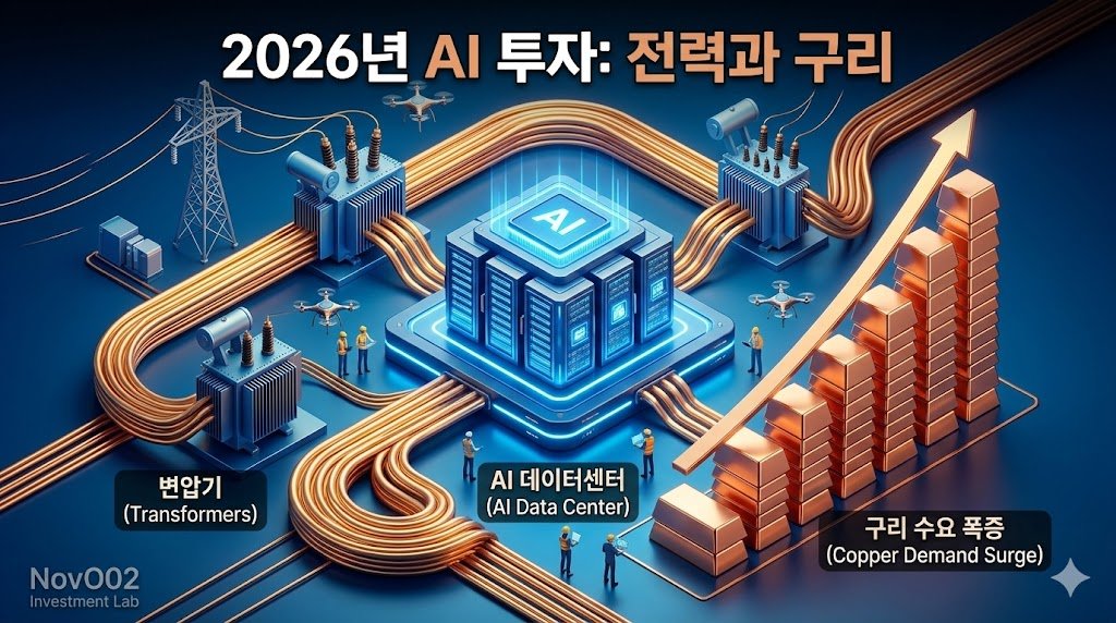 2026년 AI 인프라 투자 전력망 변압기 및 구리 수요 폭발 분석 인포그래픽
