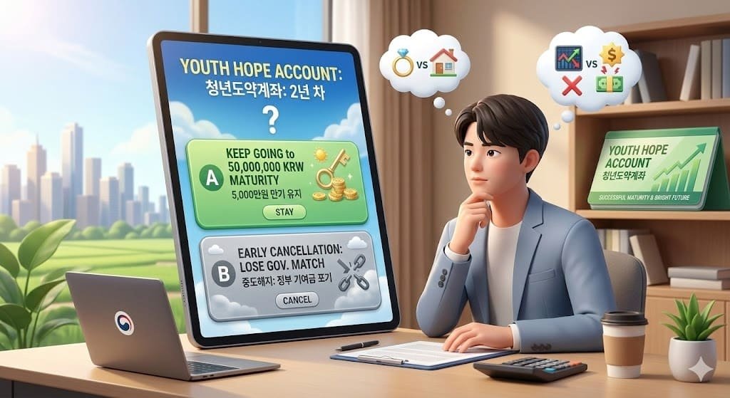 청년도약계좌 2년 유지 시 중도해지 고민과 특별중도해지 사유 비교 인포그래픽