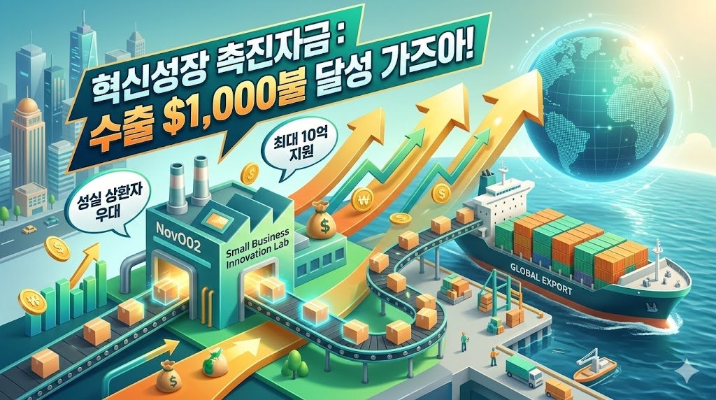 소상공인 혁신성장 촉진자금 수출 1,000불 달성 및 글로벌 진출 지원 이미지